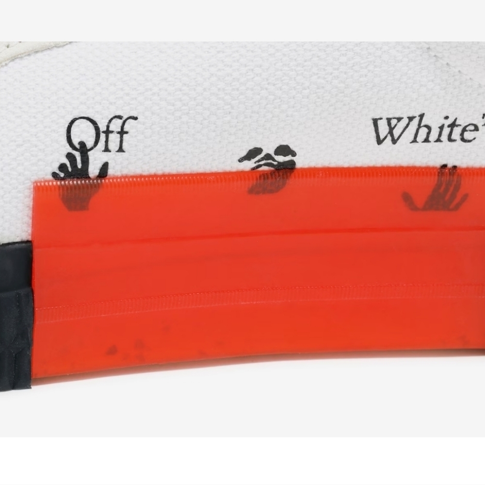 OFF WHITE, Low Vulcanized Sneaker, Men's, White/Magenta/Lime Green Canas & Suede - Picture 8 of 16